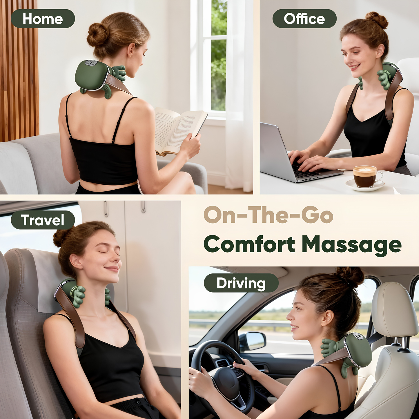 Shoulder & Neck Massager - Deep Tissue Massage to Relieve Muscle Tension, Home & Office Use (Green)