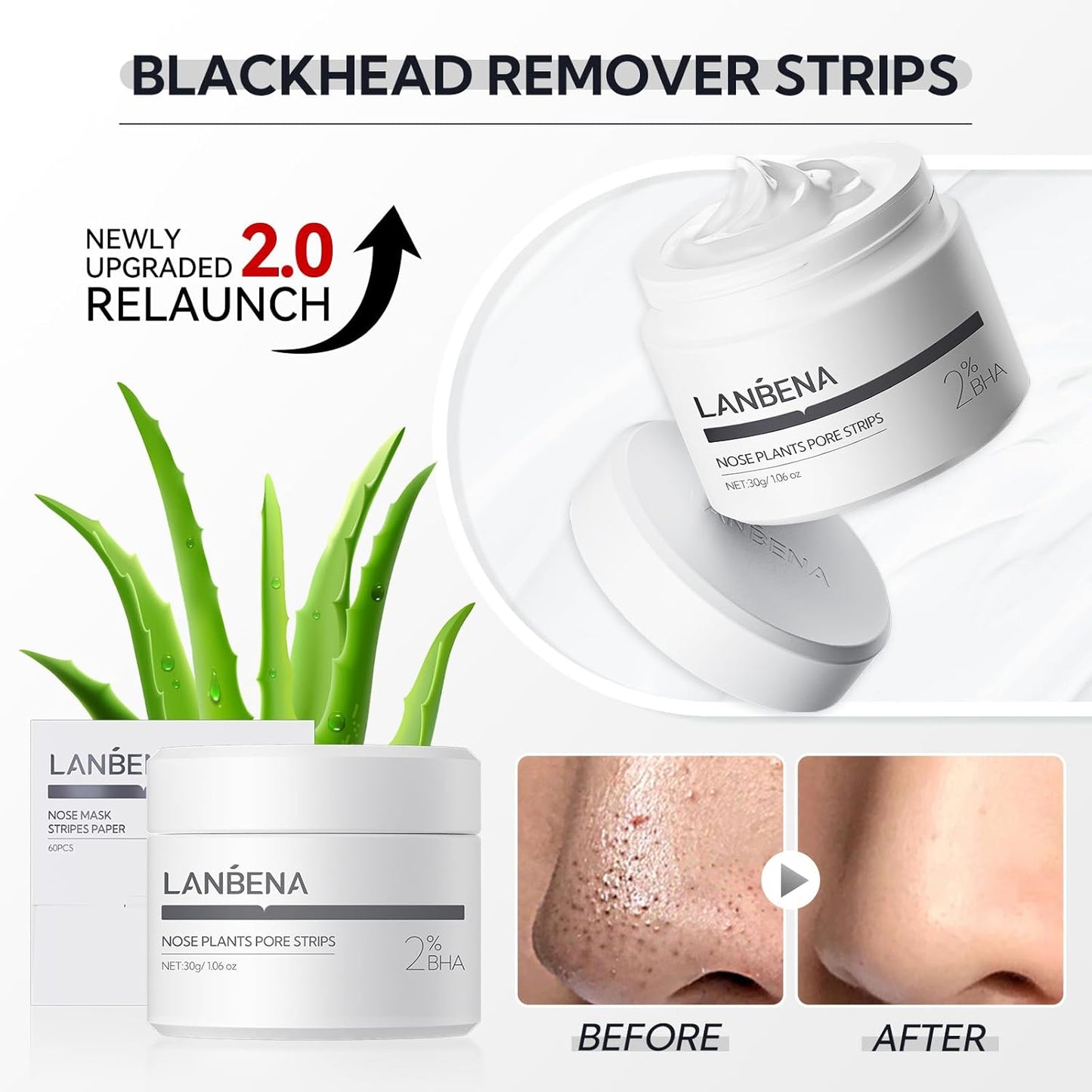 LANBENA 2% BHA Blackhead Removal Nose Mask – Deep Pore Cleansing Treatment